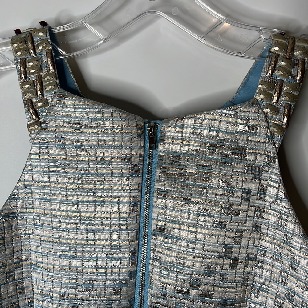 Aiden Mattox Womens Sheath Dress blue Adornments Sleeveless silver Size 2 - Picture 4 of 9